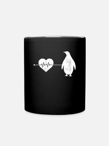 Pinguin Herzschlag - Tasse einfarbig - Schwarz