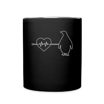 Pinguin Herzschlag - Tasse einfarbig - Schwarz - Vorne