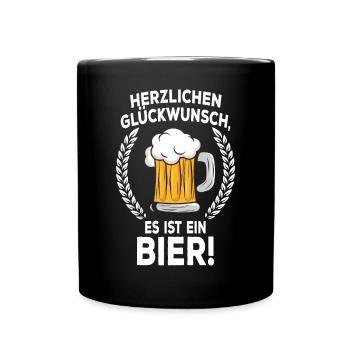Bierbauch Schwangerschaft Vater Schwanger Bier - Tasse einfarbig - Schwarz - Vorne