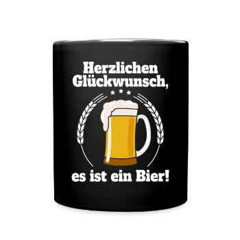 Bierbauch Schwangerschaft Vater Schwanger Bier - Tasse einfarbig - Schwarz - Vorne