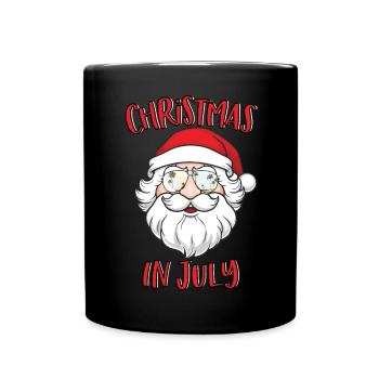 Christmas In July Santa Claus Sunglasses Summer - Full Colour Mug - black - Front