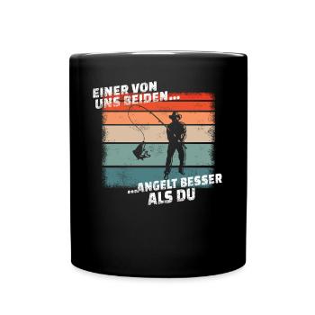 Angler Geschenkidee Hobby Angeln - Tasse einfarbig - Schwarz - Vorne