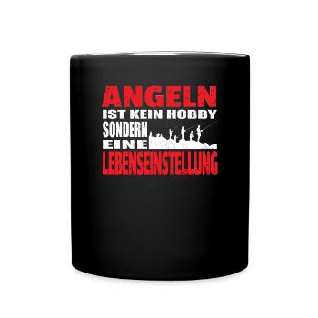 Angler Geschenkidee Hobby Angeln - Tasse einfarbig - Schwarz - Vorne