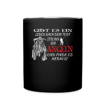 Angler Geschenkidee Hobby Angeln - Tasse einfarbig - Schwarz - Vorne
