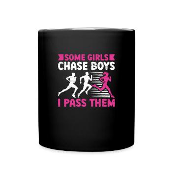 Some Girl Chase Boys Runner Running Girl Track Und - Tasse einfarbig - Schwarz - Vorne