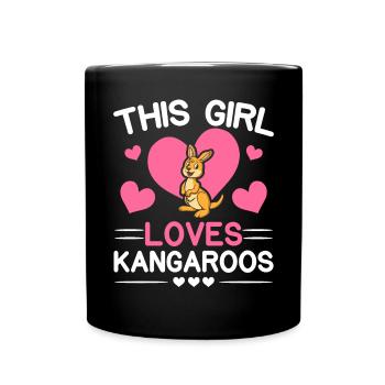 This Girl Loves Kangaroos Safari Wildlife Animal - Full Colour Mug - black - Front