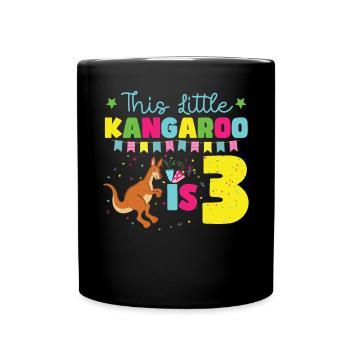 This Little Kangaroo Is 3 Wildlife Animal Birthday - Full Colour Mug - black - Front