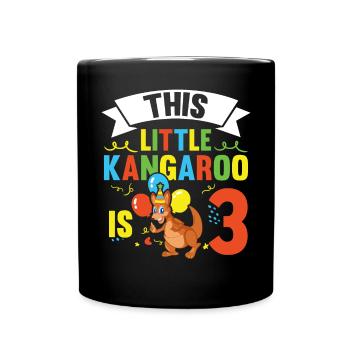 This Little Kangaroo Is 3 Wildlife Animal Birthday - Full Colour Mug - black - Front