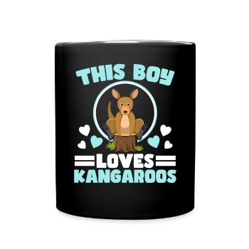 This Boy Loves Kangaroos Wildlife Animal Australia - Full Colour Mug - black - Front