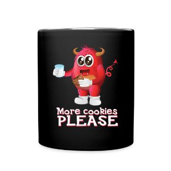 More cookies please Christmas monster milk quote - Full Colour Mug - black - Front
