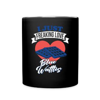 Ich Liebe Blaue Waffeln, Kekse, Gebäck - Tasse einfarbig - Schwarz - Vorne