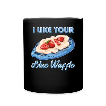 I like your blue waffle cookies strawberries - Full Colour Mug - black - Front