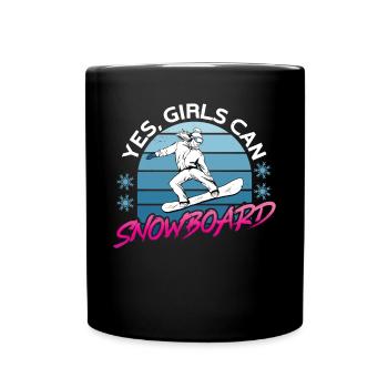 Snowboard Oui les filles peuvent snowboarder snowboarder - Mug uni - noir - Devant