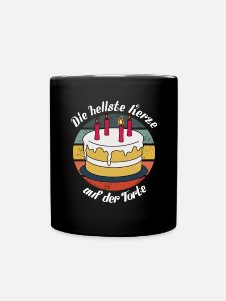 Hellste Kerze auf der Torte - weiße Schrift - Tasse einfarbig - Schwarz