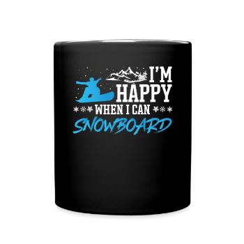 Snowboarding at Happy When I Can Snowboard - Full Colour Mug - black - Front
