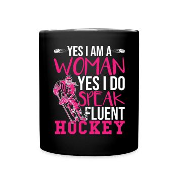 Ich spreche fließend Hockey - Tasse einfarbig - Schwarz - Vorne