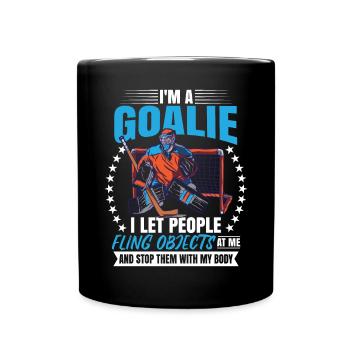 Lustiger Eishockeytorwart - Tasse einfarbig - Schwarz - Vorne