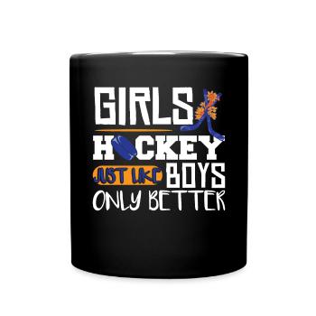 Girls Hockey Ice Hockey Player - Full Colour Mug - black - Front