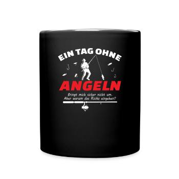 Angler Geschenkidee Hobby Angeln - Tasse einfarbig - Schwarz - Vorne