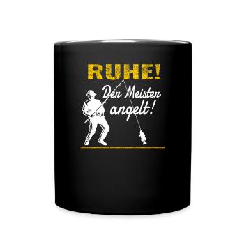 Angler Geschenkidee Hobby Angeln - Tasse einfarbig - Schwarz - Vorne