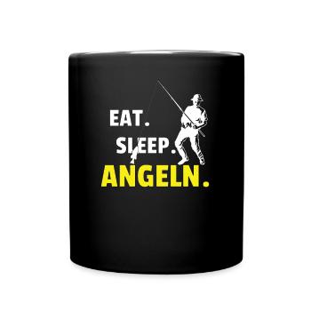 Angler Geschenkidee Hobby Angeln - Tasse einfarbig - Schwarz - Vorne