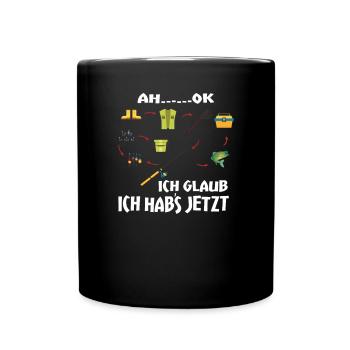 Angler Geschenkidee Hobby Angeln - Tasse einfarbig - Schwarz - Vorne