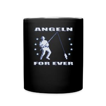 Angler Geschenkidee Hobby Angeln - Tasse einfarbig - Schwarz - Vorne