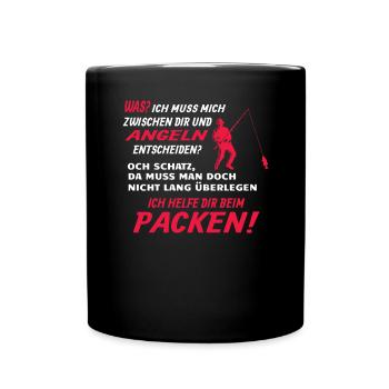 Angler Geschenkidee Hobby Angeln - Tasse einfarbig - Schwarz - Vorne