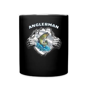Angler Geschenkidee Hobby Angeln - Tasse einfarbig - Schwarz - Vorne