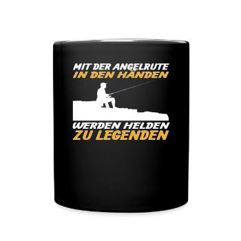 Angler Geschenkidee Hobby Angeln - Tasse einfarbig - Schwarz - Vorne