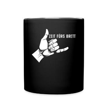 Surfer Zeit Fürs Brett Surfbrett Shaka Windsurfer - Tasse einfarbig - Schwarz - Vorne