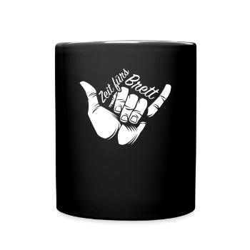 Surfer Zeit Fürs Brett Surfbrett Shaka Windsurfer - Tasse einfarbig - Schwarz - Vorne