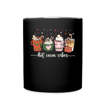 Hot Cocoa Vibes Cute Hot Chocolate Cozy Festive - Full Colour Mug - black - Front