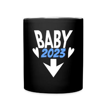 Baby 2023 - Geburt Schwanger 2023 Schwangerschaft - Tasse einfarbig - Schwarz - Vorne