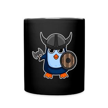 Motif de manchot viking - Mug uni - noir - Devant