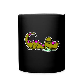 Schlafender Dino - Tasse einfarbig - Schwarz - Vorne