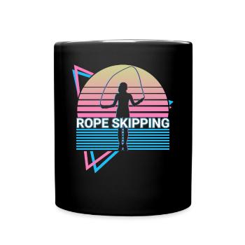 Seilhüpfen Seilspringen Fitness Retro - Tasse einfarbig - Schwarz - Vorne