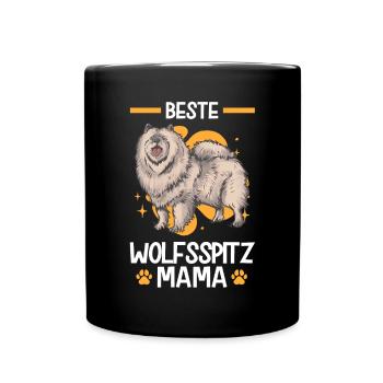 Wolfsspitz Mama deutscher Spitz Keeshond - Tasse einfarbig - Schwarz - Vorne
