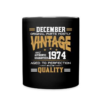Millésime vieilli à la perfection Décembre 1974 - Mug uni - noir - Devant