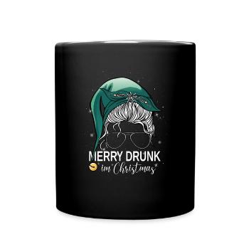 Merry Drunk Im Christmas Ugly Sweater Weihnachts - Tasse einfarbig - Schwarz - Vorne
