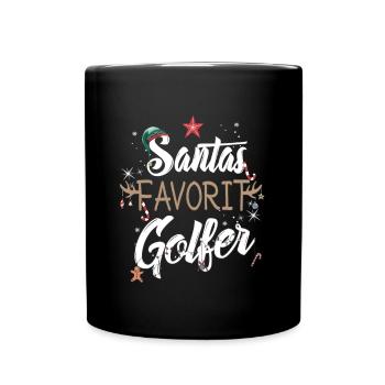 Santa's Favorite Golf Player Ugly Christmas Sweater - Full Colour Mug - black - Front