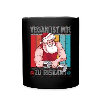 Vegan Ist Mir Zu Riskant Weihnachten Heiligabend - Tasse einfarbig - Schwarz - Vorne