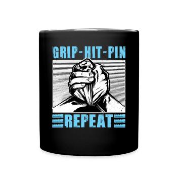 Grip Hit Pin Repeat - Arm Wrestling - Tasse einfarbig - Schwarz - Vorne