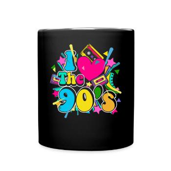 I love 90s Disco 1990 Music - Full Colour Mug - black - Front