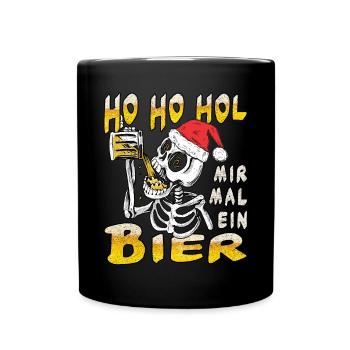 Ho Ho Hol Bier Weihnachtsgeschenk - Tasse einfarbig - Schwarz - Vorne