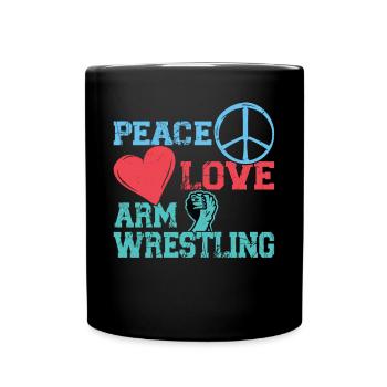 Paix - Amour - Bras de fer - Mug uni - noir - Devant