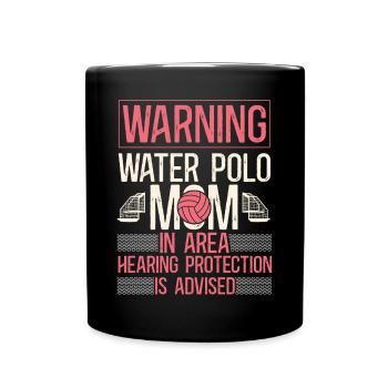 Water Polo Mom Vintage Warning - Full Colour Mug - black - Front