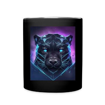 Geometric Panther Polygon Abstract Mystical - Full Colour Mug - black - Front