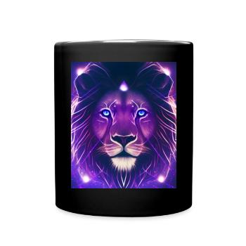 Polygone géométrique Lion Abstrait Mystique - Mug uni - noir - Devant