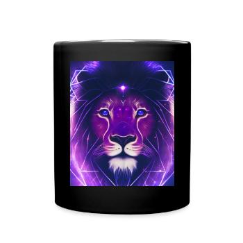 Polygone géométrique Lion Abstrait Mystique - Mug uni - noir - Devant
